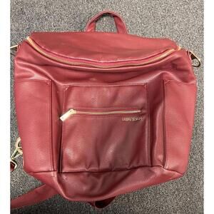 Fawn Design Burgundy Faux‎ Leather Convertible Diaper Bag Backpack